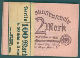 Német Birodalom/Weimari Köztársaság 1922. 2M(50x) eredeti bankjegyszalaggal T:I