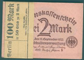 Német Birodalom/Weimari Köztársaság 1922. 2M(50x) eredeti bankjegyszalaggal T:I
