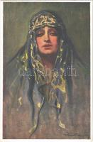 1920 Tanulmányfej. Magyar Rotophot Társaság No. 70. / Studienkopf / Hungarian lady art postcard s: Kiss Rezső