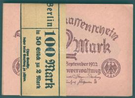 Német Birodalom/Weimari Köztársaság 1922. 2M(50x) eredeti bankjegyszalaggal T:I
