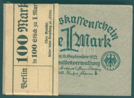 Német Birodalom/Weimari Köztársaság 1922. 1M(100x) eredeti bankjegyszalaggal T:I
