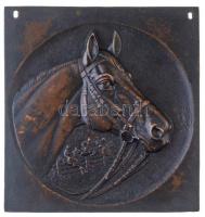 DN Lóverseny öntött Br plakett, két lyukkal a rögzítéshez (522g/194x183mm) T:1- / Hungary ND Horse racing cast Br plaque with three holes for the fixing (522g/194x183mm) C:AU