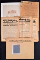 cca 1930-1990 Malomiparral kapcsolatos nyomtatványok: 7 db Malomipar c. újság. Malomipari múzeum működési engedélyének másolata fotón és negatívon, reklám boríték, Első Szarvasi Hengermalom Rt jegyzési felhívásának másolata