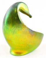 Zsolnay eozin mázas kacsa, jelzett, szélén igényesen restaurált, m: 14 cm