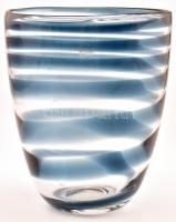 Venini kék-fehér üveg váza, matricával jelzett, kis kopásnyomokkal, m: 22 cm, d: 18,5 cm