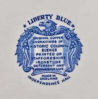 Angol Liberty Blue porcelán tál, levonóképes, jelzett, kis kopásnyomokkal, d: 24,5 cm