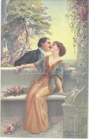 1919 Romantic couple. Lady art postcard. B.K.W.I. No. 366-1. s: Guezzoni
