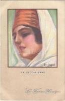 La Caucasienne / French lady art postcard. Les Femmes Heroiques. Visé Paris No. 43. s: Em. Dupuis (EK)