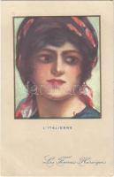 LItalienne / French lady art postcard. Les Femmes Heroiques. Visé Paris No. 46. s: Em. Dupuis (EB)