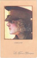 L'Anglaise / French lady art postcard. Les Femmes Heroiques. Visé Paris No. 67. s: Em. Dupuis (EK)