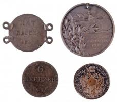 1849KB 6kr Ag (füllel ellátott) + ~1900. "Magyar Athlétikai Club" Ag érem (10,62g/28mm) (f...