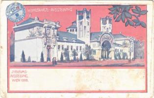 1898 Jubiläums Ausstellung Wien 1898. Wohlfahrts-Ausstellung. Officielle Ausstellung Postkarte 26. / Viennese Jubilee Exhibition advertising card. Art Nouveau + So. Stpl. (fl)
