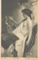 Die Muse / La Muse / Erotic nude lady art postcard. Könyves Kálmán Magyar Műkiadó Rt. Nr. 151. II. s: Lotz (EK)