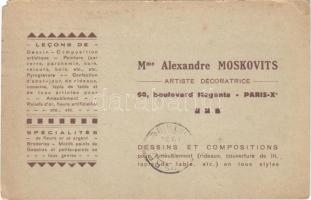 1931 Mme Alexandre Moskovits Artiste Décoratrice. 60, boulevard Magenta - Paris / advertising card for Hungarian-French artist designer, letter and signature of Mme Moskovits on the backside (EM)