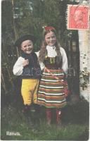 1929 Rättvik / Swedish folklore, children in traditional costumes. TCV card (pinhole)