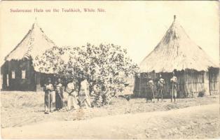 Sudanese Huts on the Teufikieh, White Nile. African folklore. F. Fiorillo No. 42. (EK)