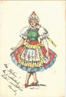 1938 Magyar folklór művészlap / Hungarian folklore art postcard (EK)