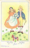 1926 Gott Nytt Ar / Swedish New Year greeting art postcard s: Adina Sand (fl)