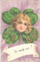 1906 La multi ani! / Romanian New Year greeting card. Emb. litho (EK)
