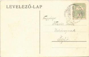 1905 Boldog Újévet! / New Year greeting card with pig, letters and horseshoe