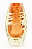 Muránói több rétegű üveg váza. Anyagában színezett, csiszolt hutaüveg. Hibátlan / Murano glass vase. Multi-layered, colored. m: 20 cm