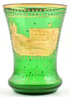 XIX. sz.: Gröditzburg (Grodziec) emlékpohár. Hutaüveg, kézzel festett, kis kopásokkal / Commemorative glass. hand painted, slightly worn. 10,5 cm