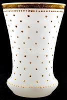 XIX. sz.:Ich dachte Dein - Rád gondoltam emlékpohár. Hutaüveg,  kézzel festett, kis kopásokkal / Com...