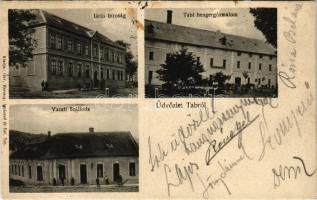 1908 Tab, Járási bíróság, hengergőzmalom, vasúti szálloda. Özv. Herczog Ignáczné és fiai kiadása