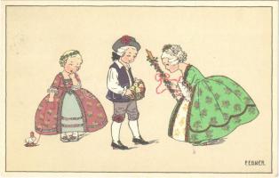 1912 Children art postcard. M. Munk Vienne Nr. 651. s: Pauli Ebner