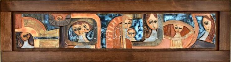 Ruth Faktorowicz (1937-) izraeli keramikus: Az Élet. Nagy méretű kerámia fali kép Jelzett. 13x90 cm ...