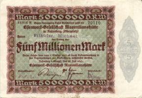 Német Birodalom/Weimari Köztársaság/ Rosenberg i. Oberpfalz/Eisenwerk-Gesellschaft 1923.7.28. 5000.0...
