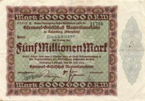 Német Birodalom/Weimari Köztársaság/ Rosenberg i. Oberpfalz/Eisenwerk-Gesellschaft 1923.7.28. 5000.0...