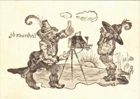 1933 Gödöllő Jamboree. A Jamboree alap javára kiadja a csepregi állami polgári iskola 60. számú Nádasdy cserkészcsapata / Hungarian scout art postcard + So. Stpl s: Csincsura S.