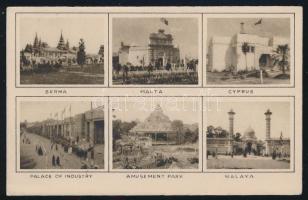 1924-1925 Brit birodalmi kiállítás Wembley. Reklámcímke a kiállítási pavilonok fotóival