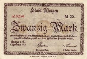 Német Birodalom/Császárság/Usingen 1918.11.1. 20M T:II/III