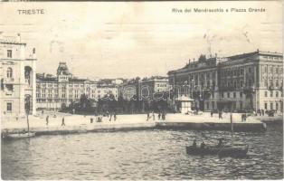 1911 Trieste, Trieszt, Trst; Riva del Mandracchio e Piazza Grande / square, boat, shore