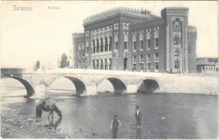 1905 Sarajevo, Rathaus / town hall, bridge, horse. Albert Thier