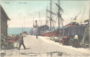 1915 Fiume, Rijeka; Molo Longo / port, quay, steamship. Gjuro Sikic