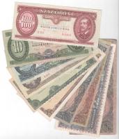 1945-1992. 10 db-os vegyes magyar forint és pengő bankjegytétel T:II-III