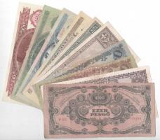 1945-1992. 10 db-os vegyes magyar forint és pengő bankjegytétel T:II-III