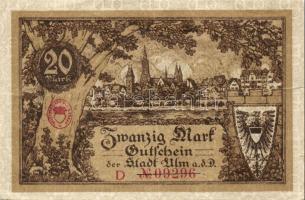 Német Birodalom/Császárság/Ulm 1918.10.22. 20M hivatalos érvénytelenítéssel T:II/III