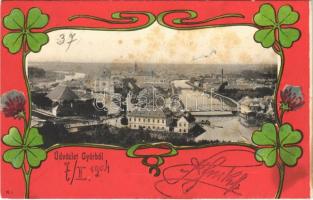 1904 Győr, Újváros, zsinagóga. Art Nouveau, lóhere, litho (fl)