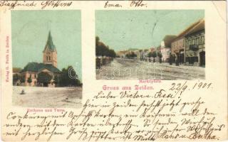 1901 Feketehalom, Zeiden, Codlea; Marktplatz, Rathaus und Turm. Verlag G. Foith / Piac tér, Városház és torony / market square, town hall and tower (EK)