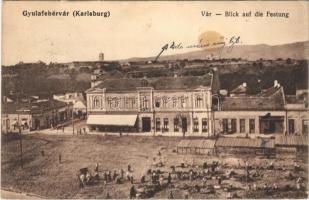 1914 Gyulafehérvár, Alba Iulia; Vár, piac / Blick auf die Festung / castle, market + K.U.K. RESERVESPITAL IN GYULAFEHÉRVÁR
