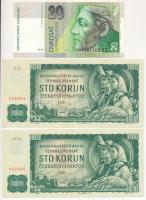 Csehszlovákia 1961. 100K (2x, közeli sorszám) + Szlovákia 2004. 20K T:III Czechoslovakia 1961. 100 Korun (2x, close serials) + Slovakia 2004. 20 Korun C:F