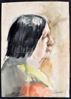 Olvashatatlan jelzéssel: Portré. Akvarell, papír. 35x49 cm