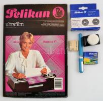 Pelikan márkájú irodai készlet, közte ultrafilm, tinta, tintapatron, radír, töltőtoll, írógép kiegészítő