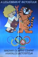 1988 A legjobbakat biztosítjuk, ÁB, a magyar olimpiai csapat hivatalos biztosítója, reklámplakát, Offset-ny., hajtott, 112x80 cm.