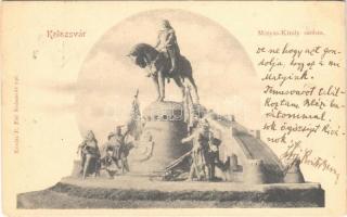 1903 Kolozsvár, Cluj; Mátyás király szobor. Kováts P. fiai kiadása / statue of Matthias Corvinus, Mathias Rex (EK)