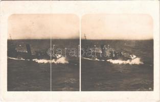 Depeschenboot in See. Stereoskop-Postkarten Serie V. / German Imperial Navy (Kaiserliche Marine) dispatch boat (fl)
